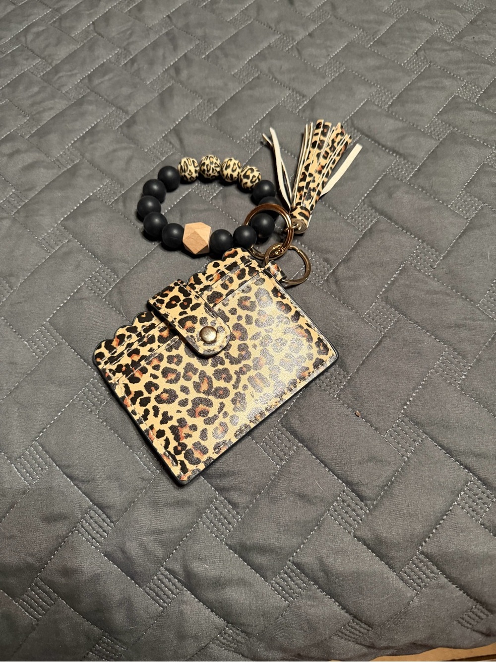 Leopard Print Card Holder Keychain Bracelet